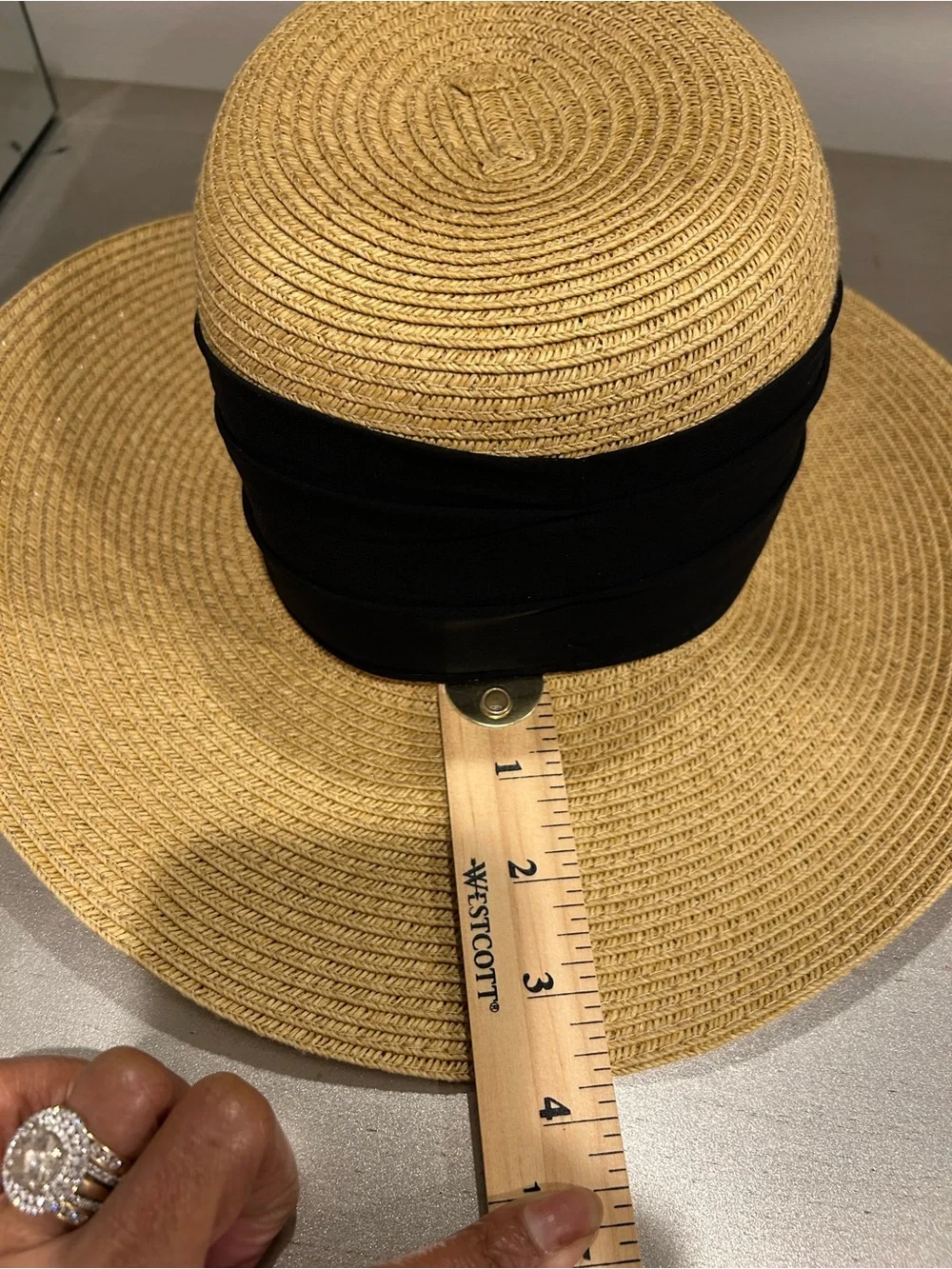 Scala Natural Straw Sun Hat with Black Band